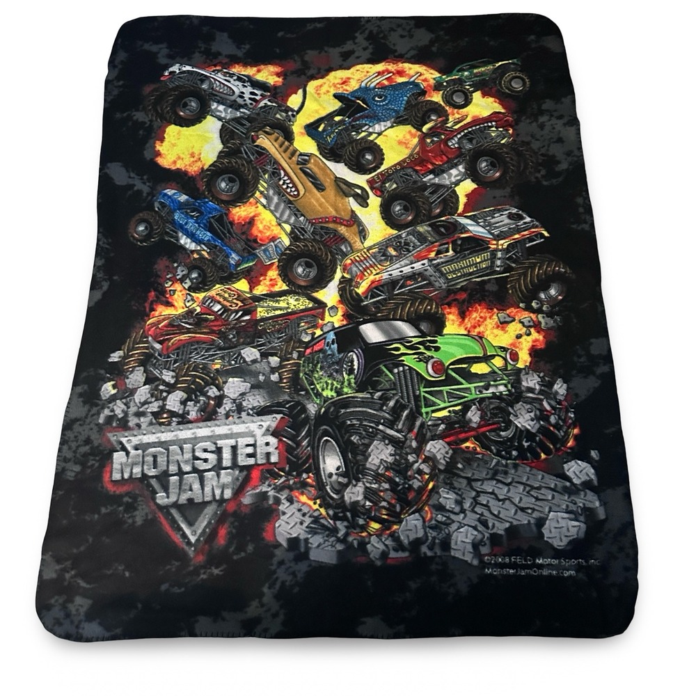 Monster Jam Fleece Throw Blanket 2008 Grave Digger Max-D El Toro Loco 60x46